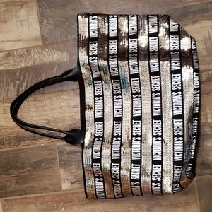 Victoria's Secret Black & Silver Sequence Tote with Wristlet
